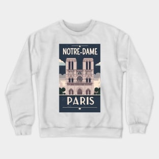 A Vintage Travel Art of the Notre-Dame Cathedral in Paris - France Crewneck Sweatshirt